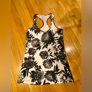 LULULEMON Cool Racerback CRB Tank Top Brisk Bloom Black White Floral Unlined